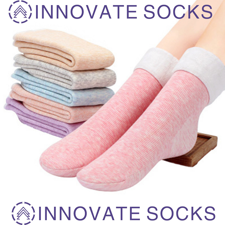 Baumwolle Vertical Strips Velvet Thickening Ladies Winter Floor Socken