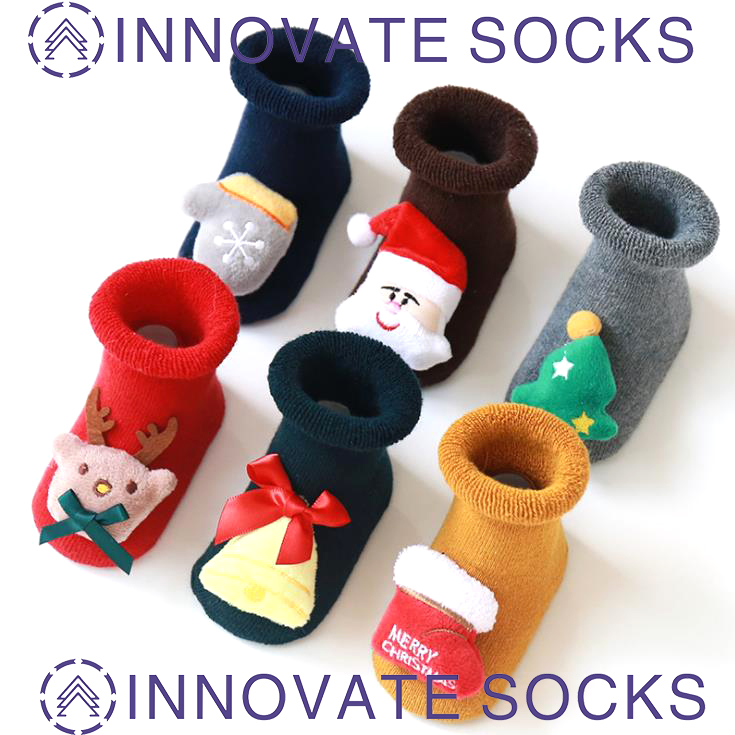 Baby Christmas Socken Baumwolle Terry Floor Kinder Weihnachtssocken Silikon Non-slip Baby Socks